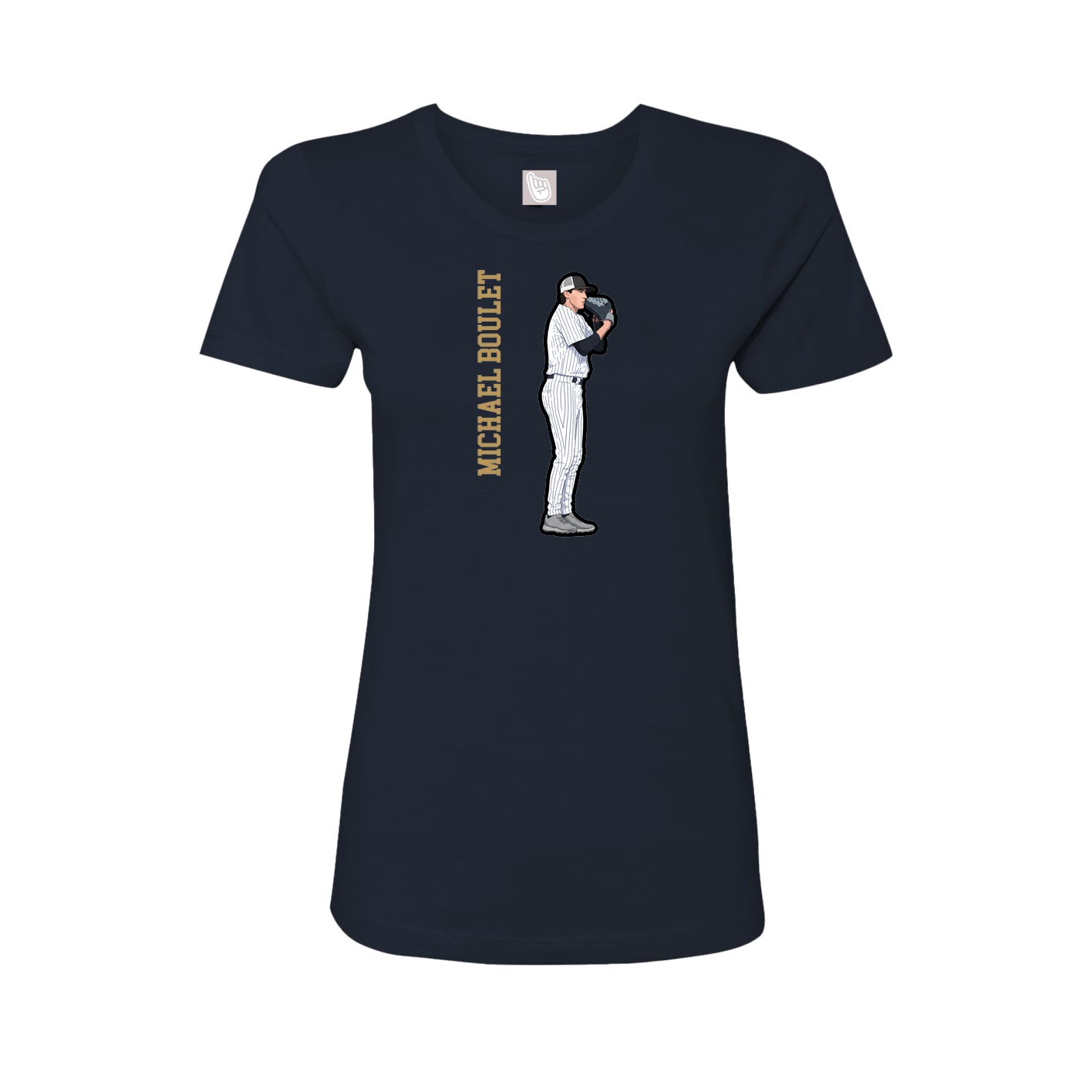 Fitted Women's Tee — Name Vertical in Navy