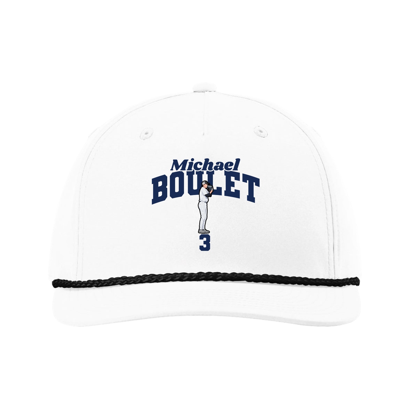 Five-Panel Classic Rope Cap — Signature Arch in White