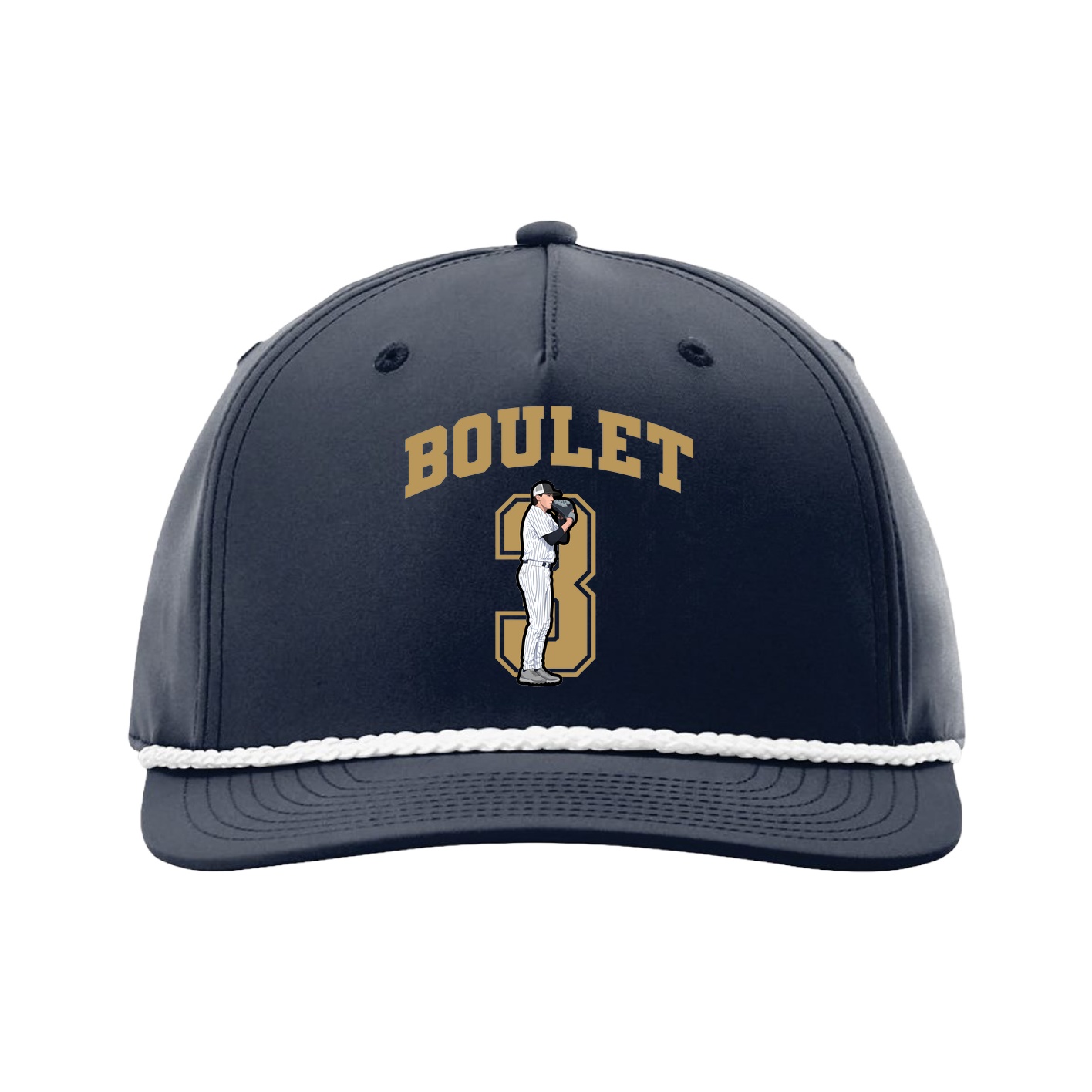 Five-Panel Classic Rope Cap — Number in Navy