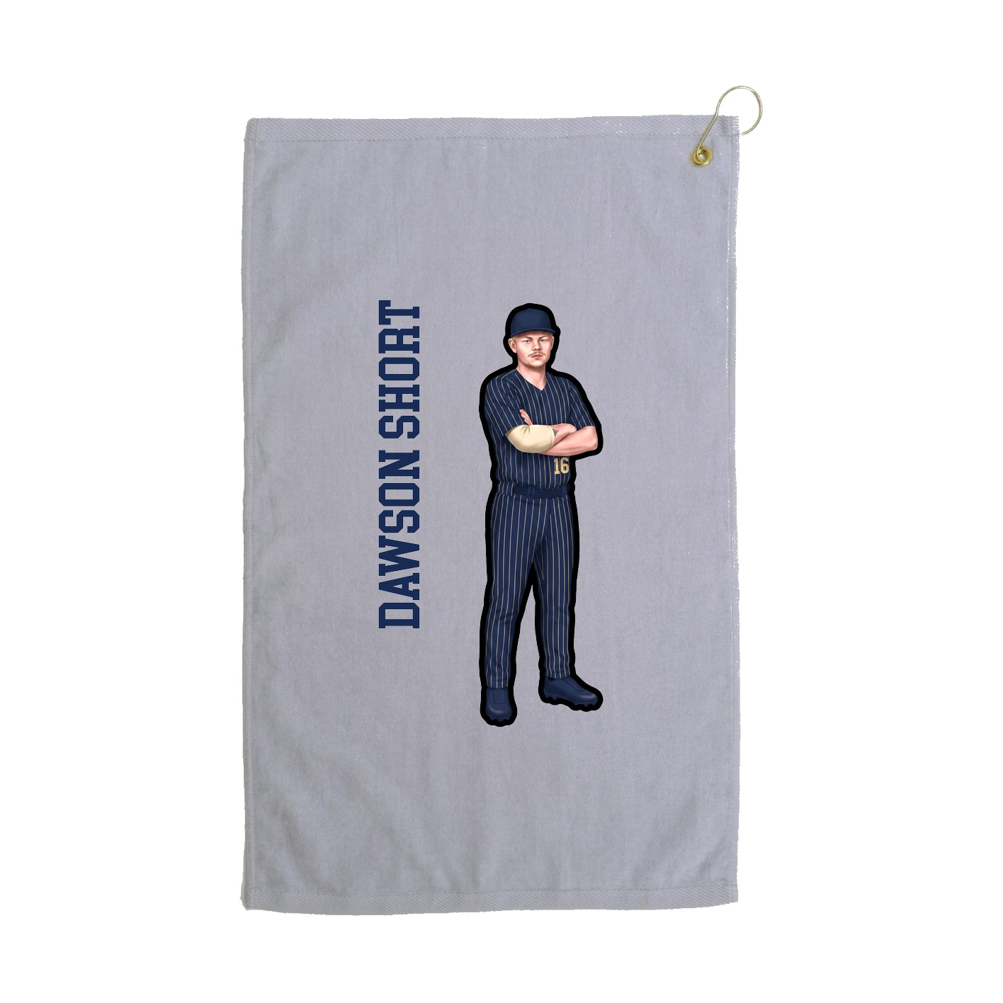 Golf Towel — Name Vertical in Grey