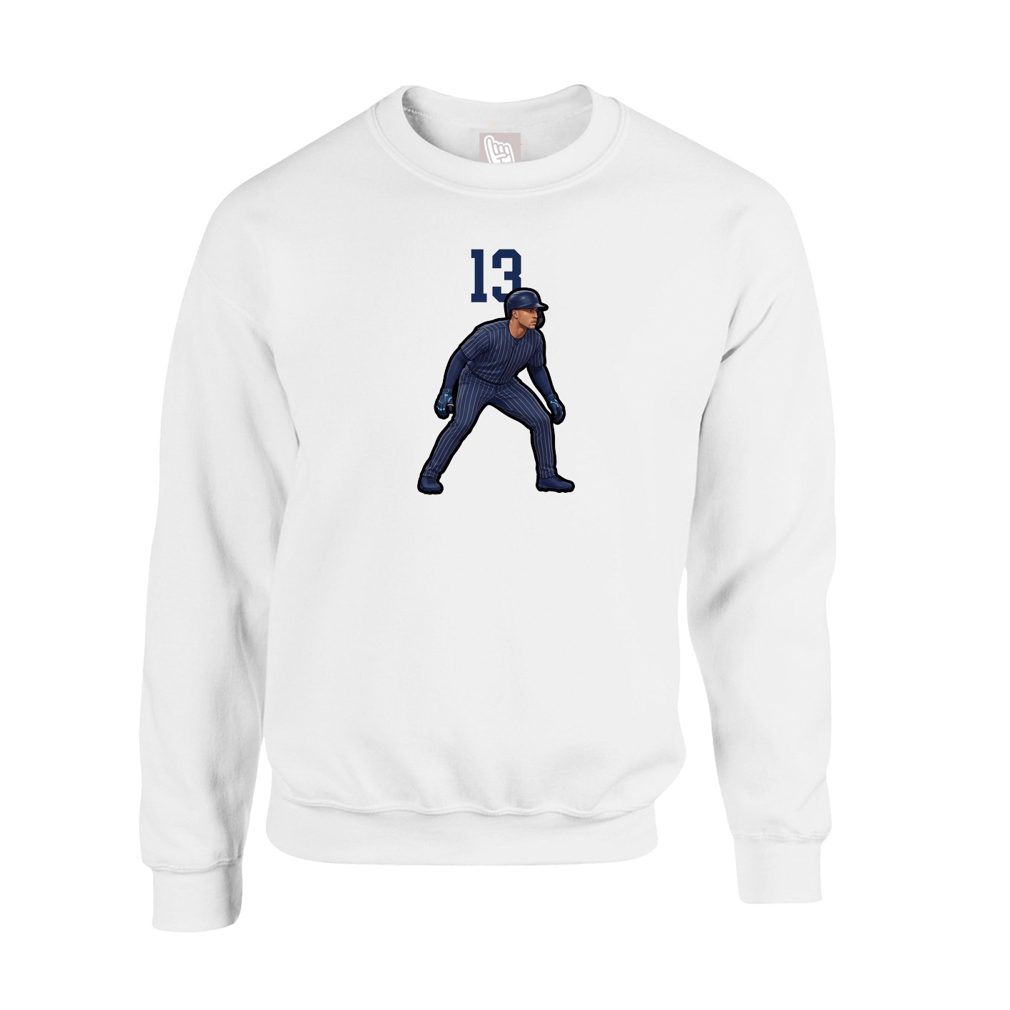 Fleece Crew — Number Top in White