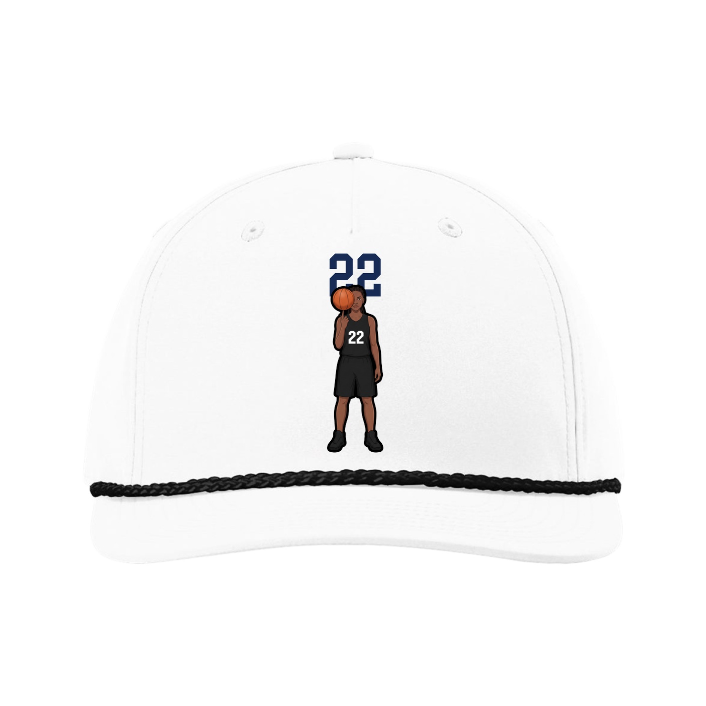 Five-Panel Classic Rope Cap — Number Top in White