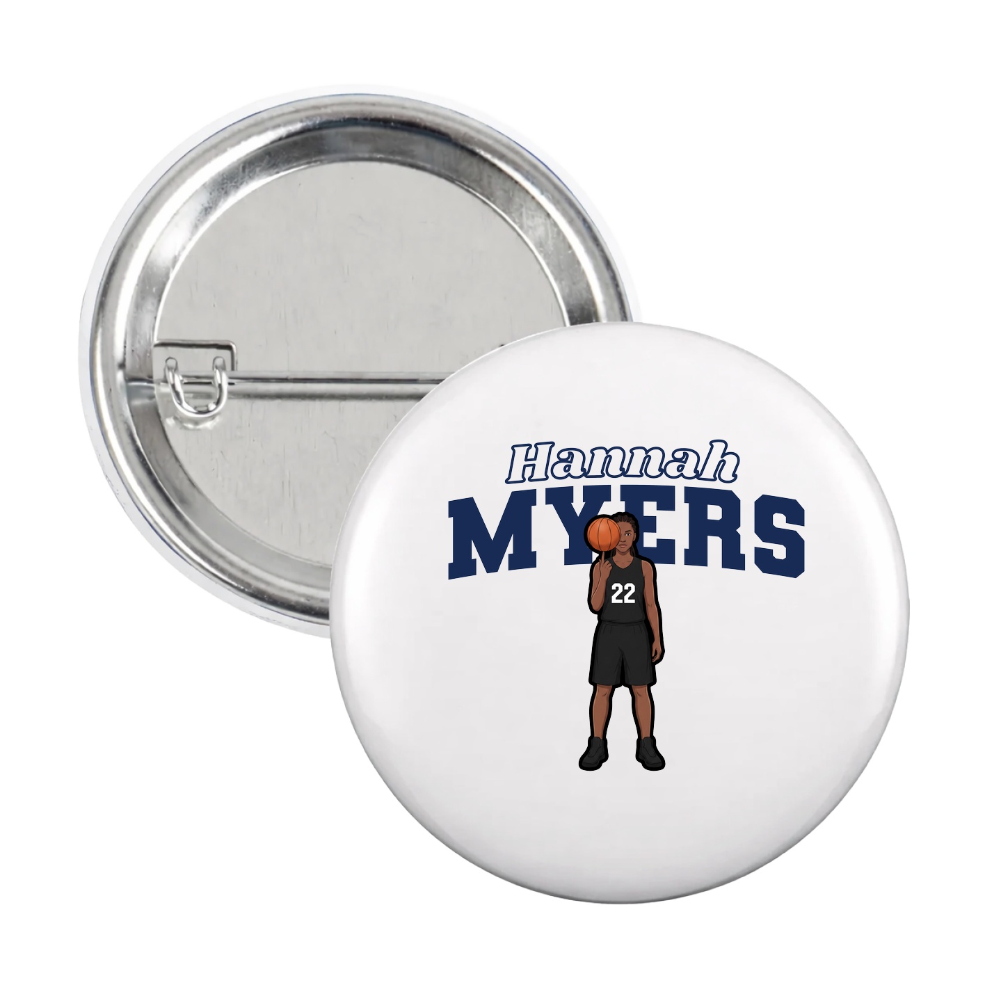 Game Day Button — Name Arch in White