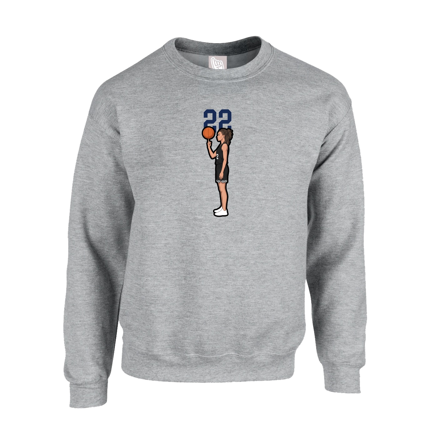 Fleece Crew — Number Top in Grey