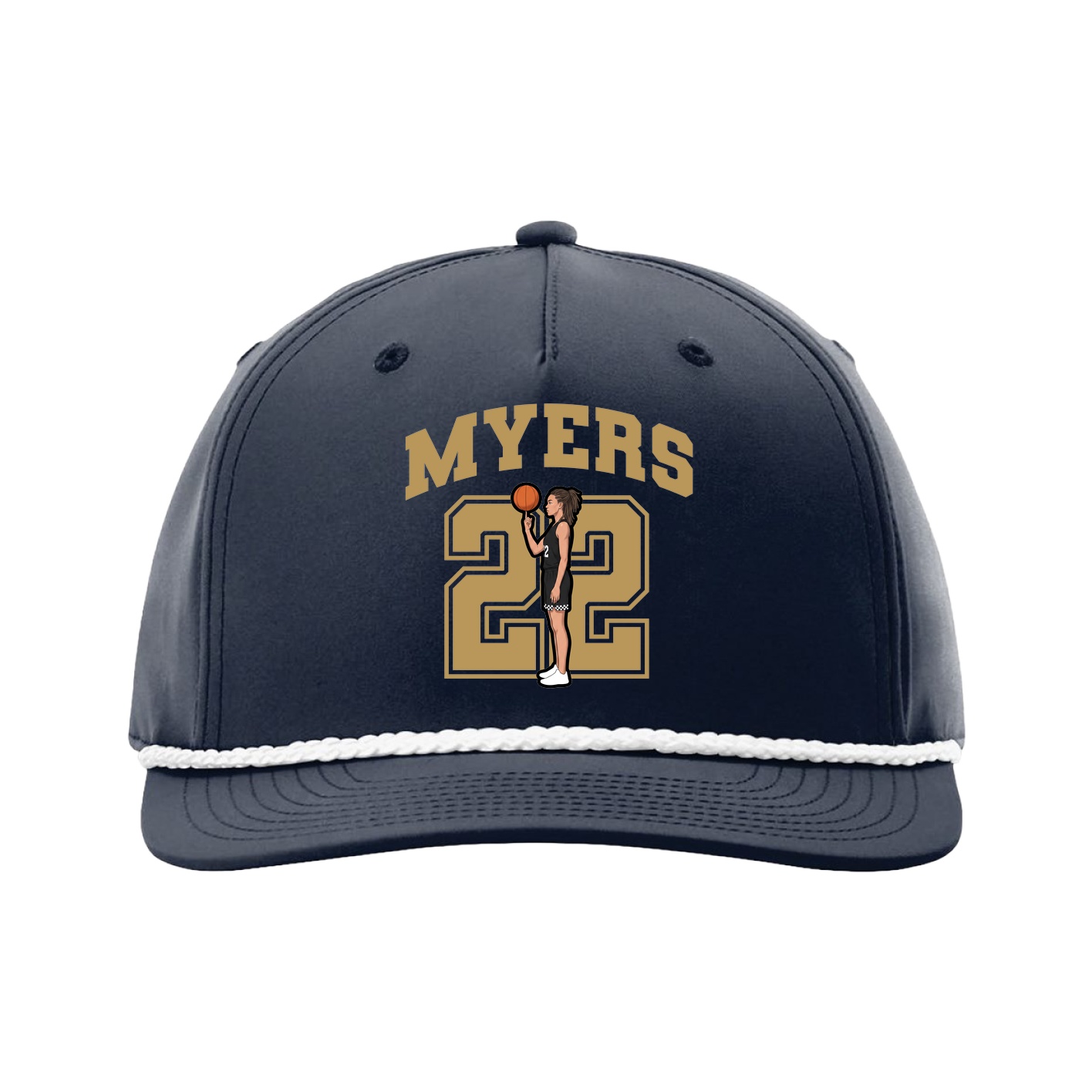 Five-Panel Classic Rope Cap — Number in Navy