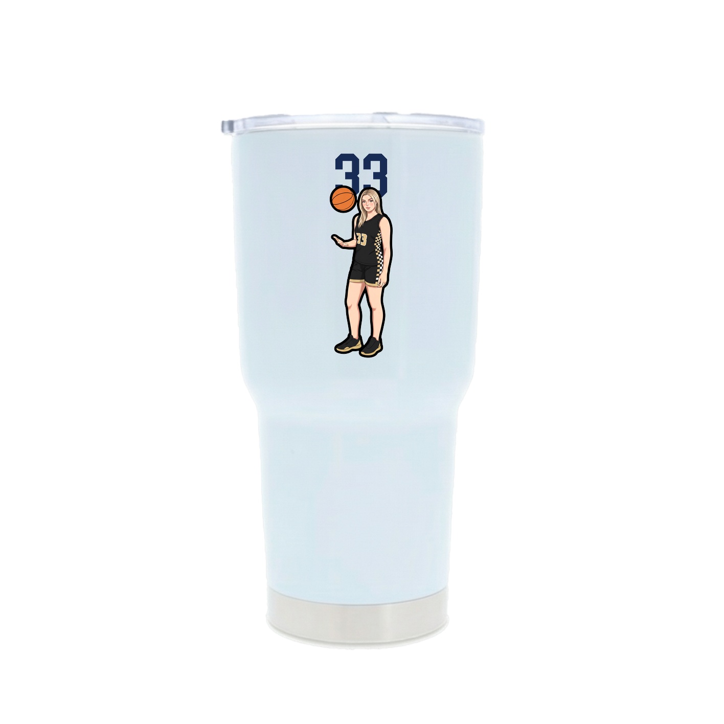 30oz Stainless Steel Tumbler — Number Top in White