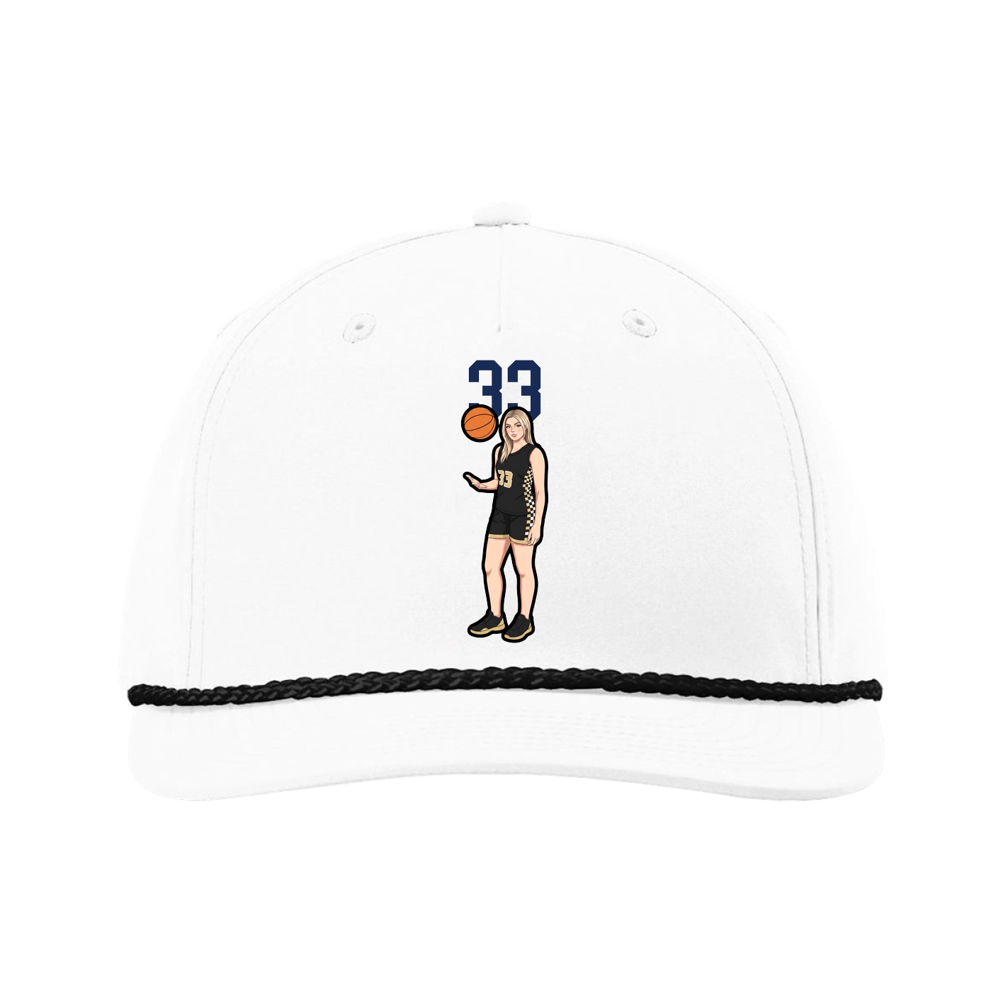 Five-Panel Classic Rope Cap — Number Top in White