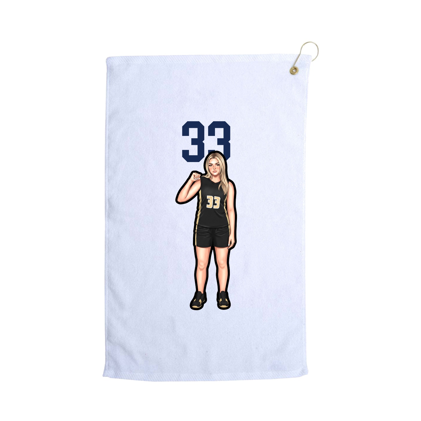 Golf Towel — Number Top in White