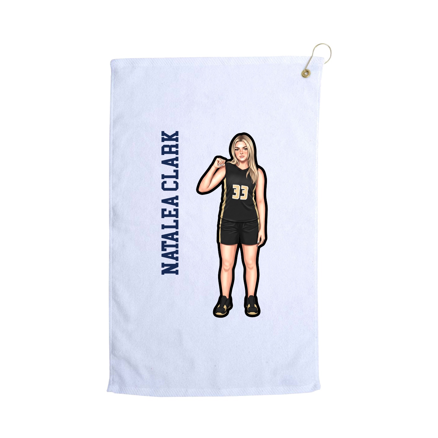 Golf Towel — Name Vertical in White