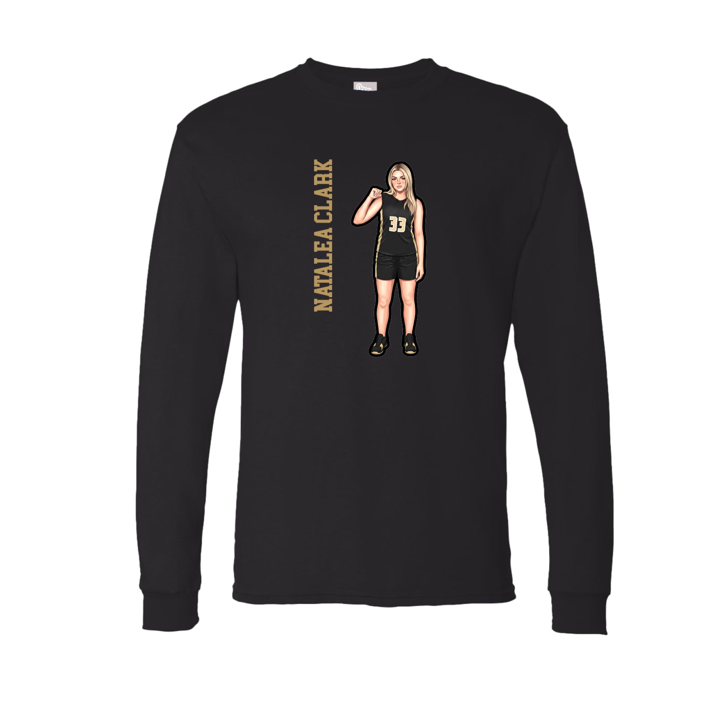 Long Sleeve Tee — Name Vertical in Black