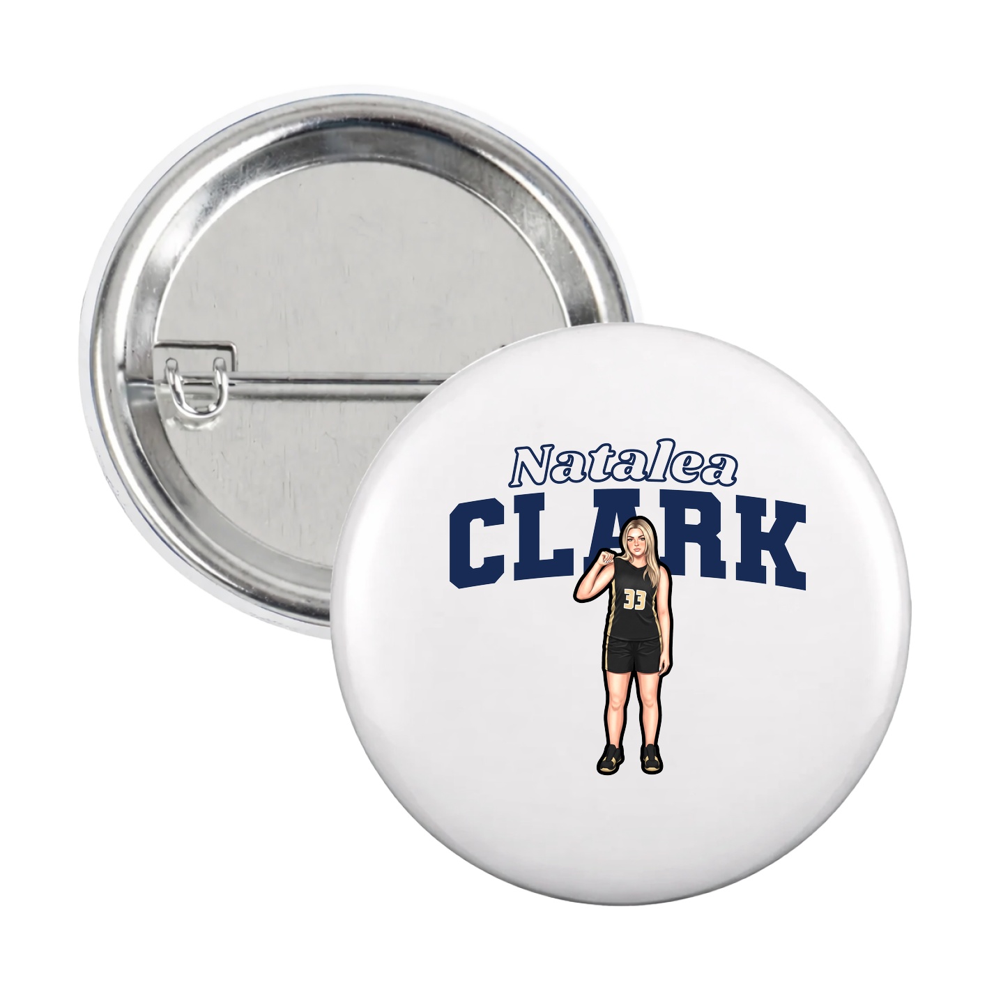 Game Day Button — Name Arch in White