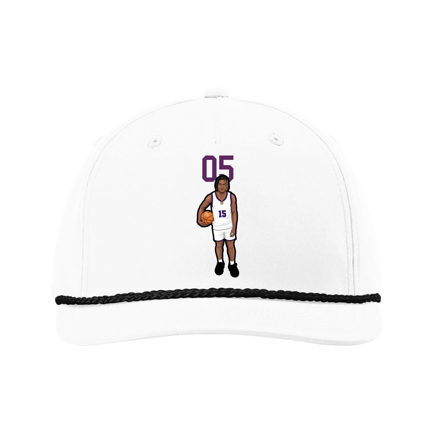 Five-Panel Classic Rope Cap — Number Top in White