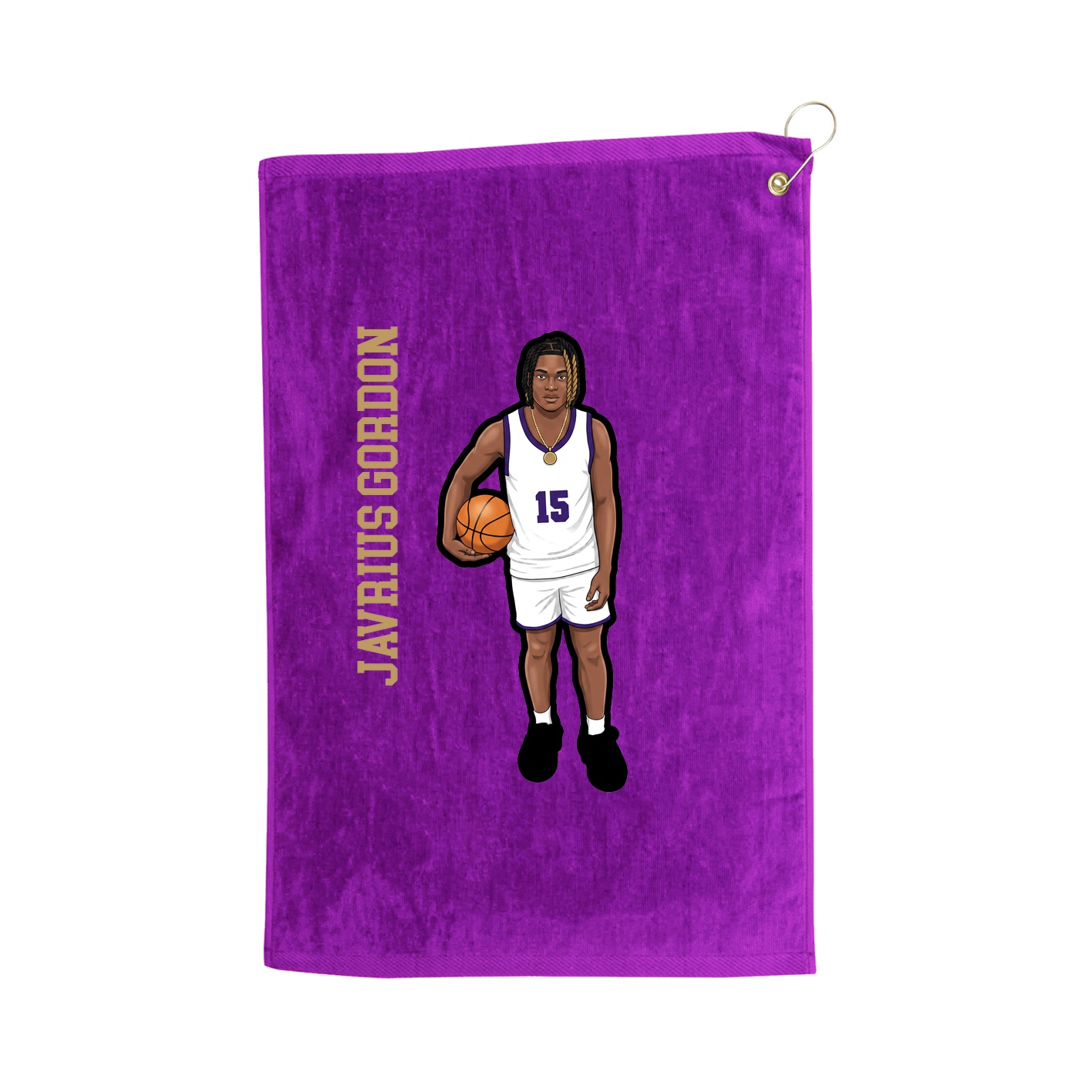 Golf Towel — Name Vertical in Purple