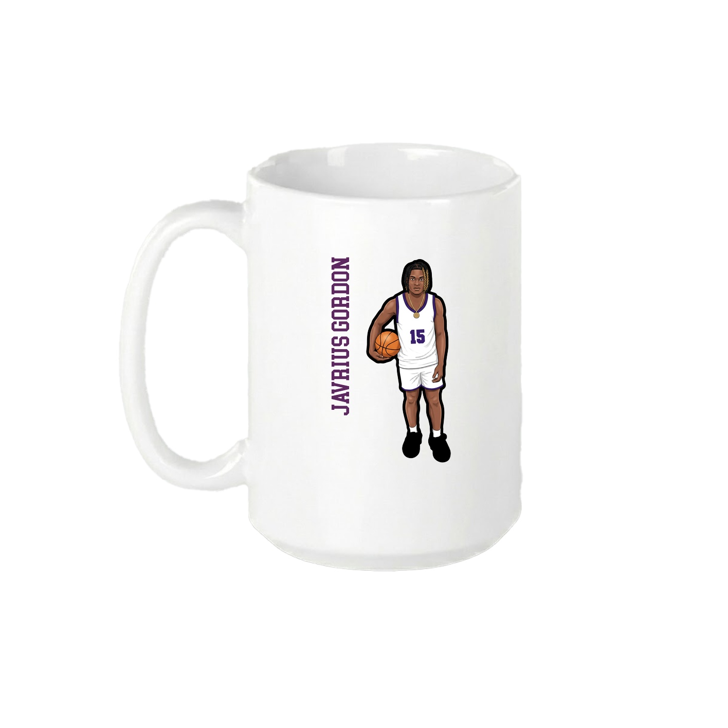 15oz Coffee Mug — Name Vertical in White