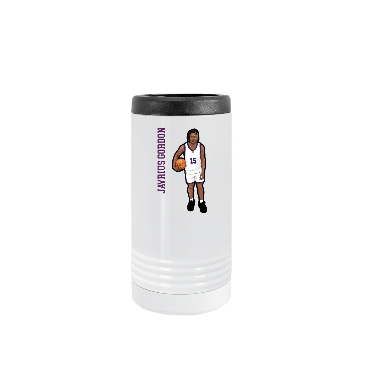 Slim Beverage Holder — Name Vertical in White