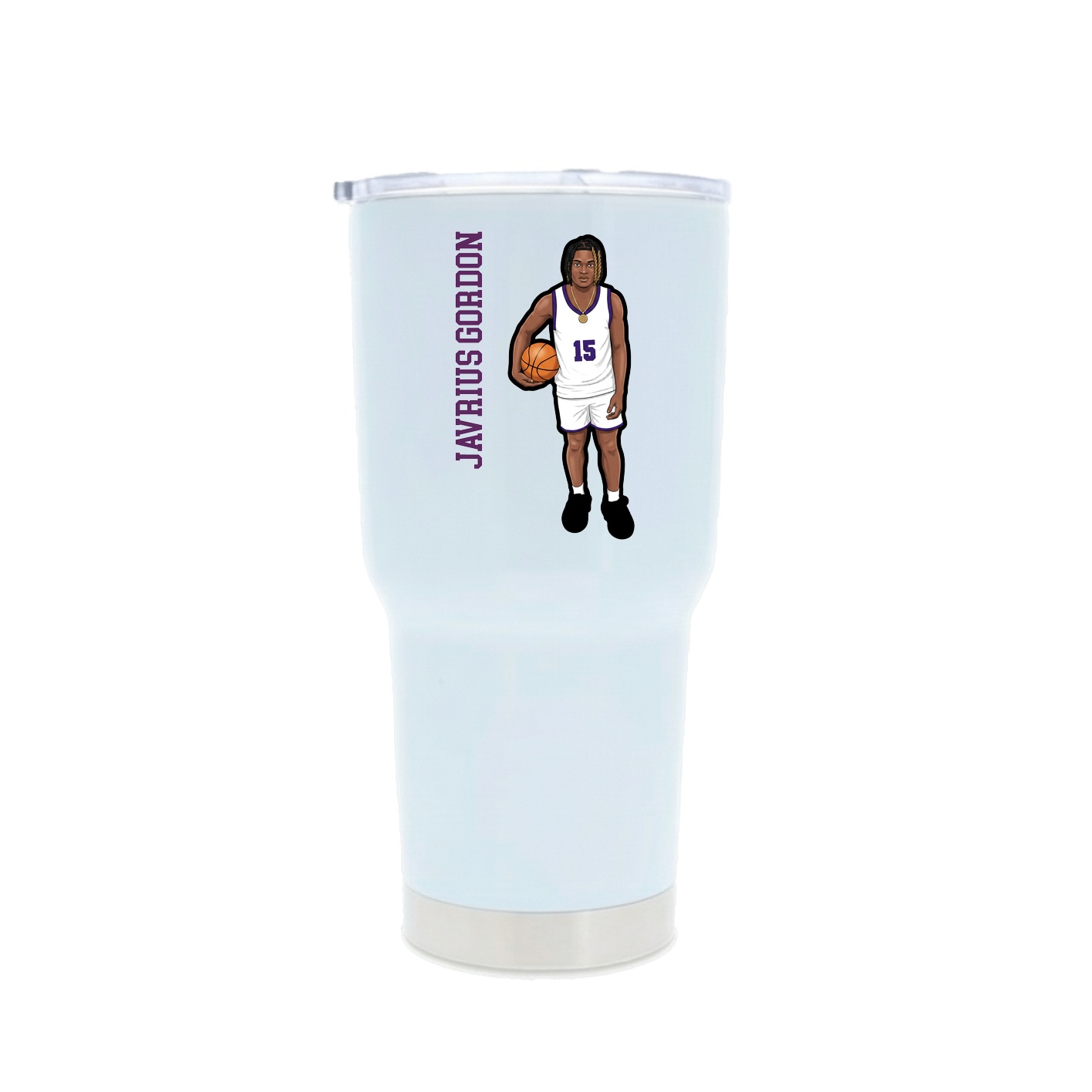 30oz Stainless Steel Tumbler — Name Vertical in White