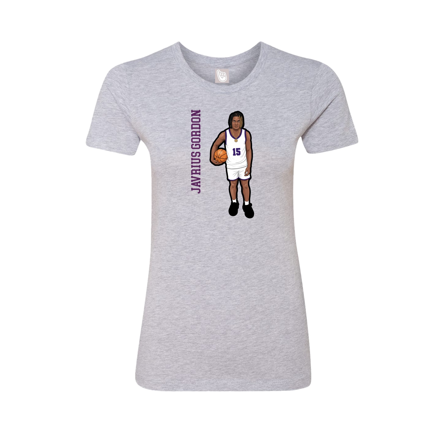 Fitted Women's Tee — Name Vertical in Grey