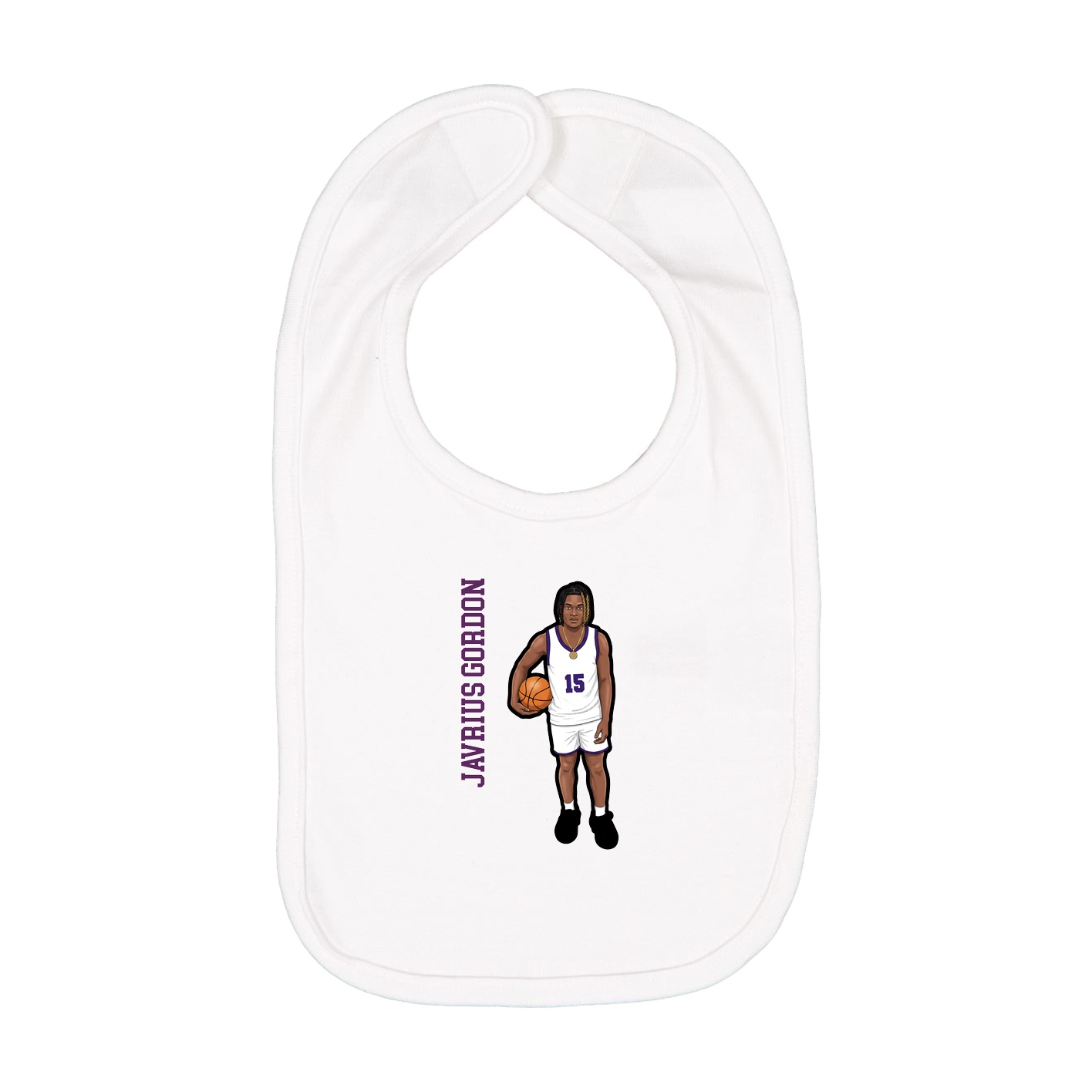 Infant Bib — Name Vertical in White
