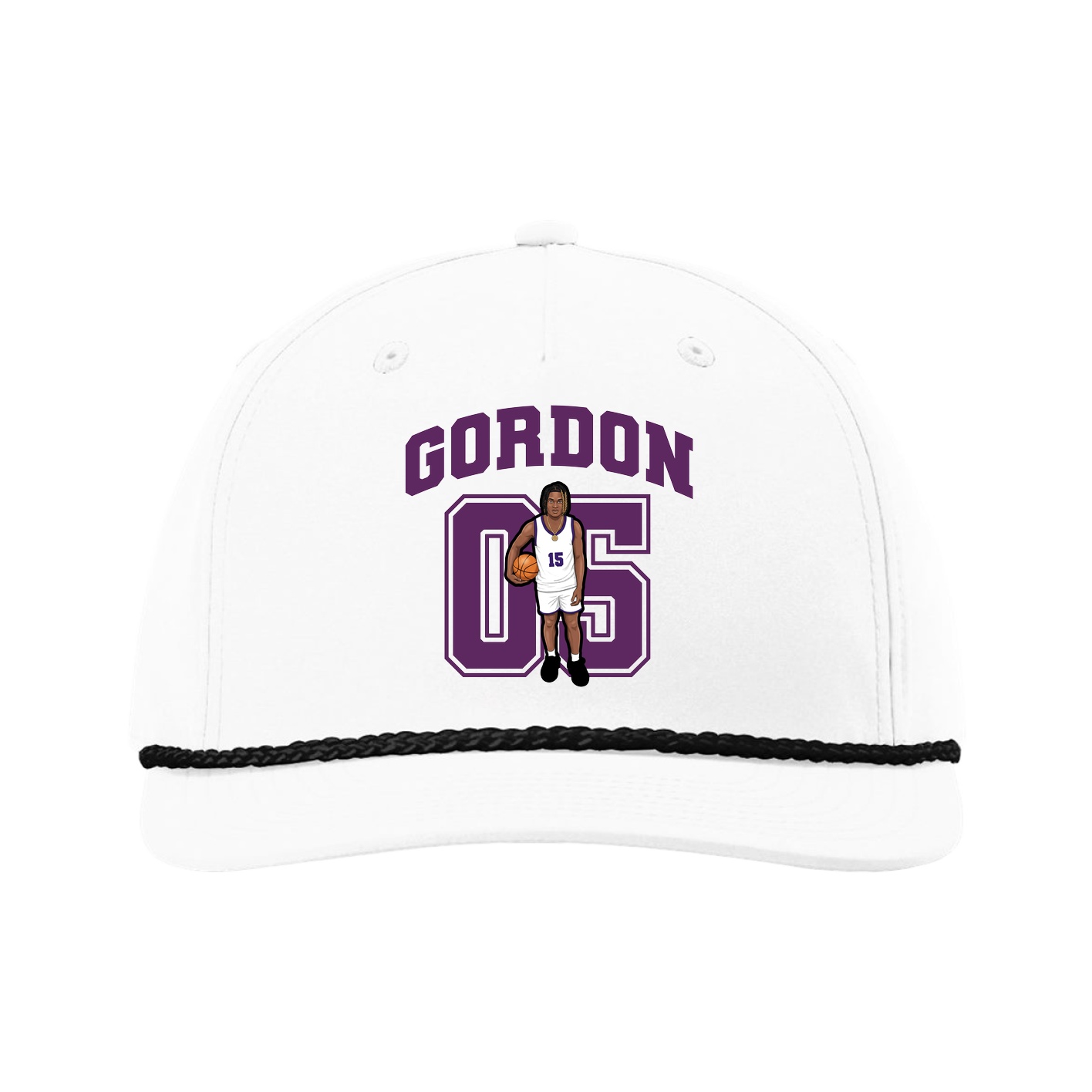 Five-Panel Classic Rope Cap — Number in White