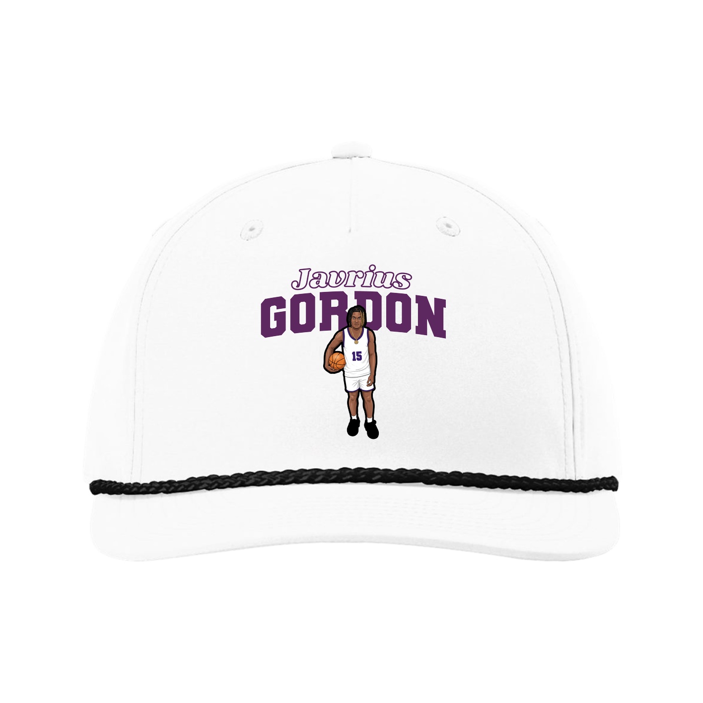 Five-Panel Classic Rope Cap — Name Arch in White