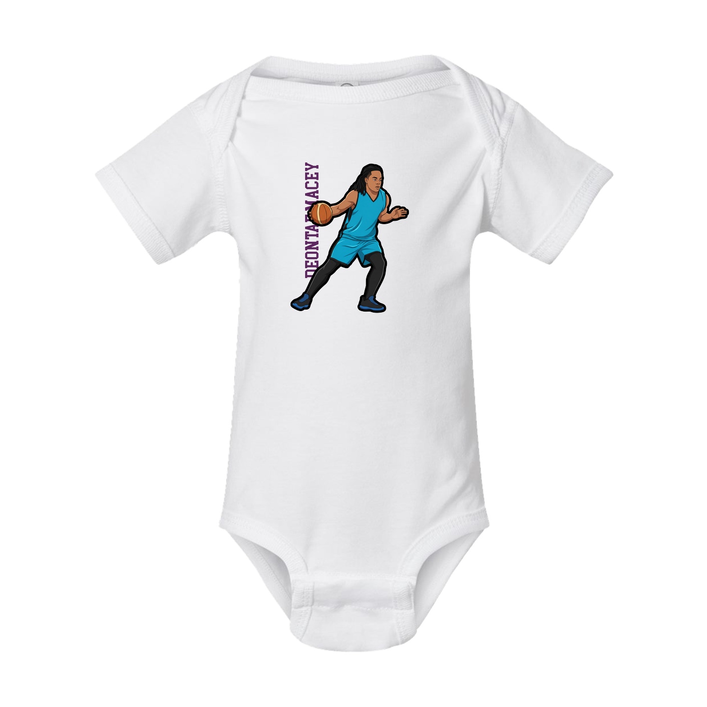 Baby Onesie — Name Vertical in White