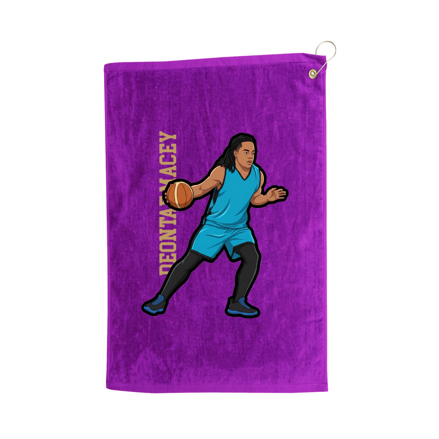 Golf Towel — Name Vertical in Purple