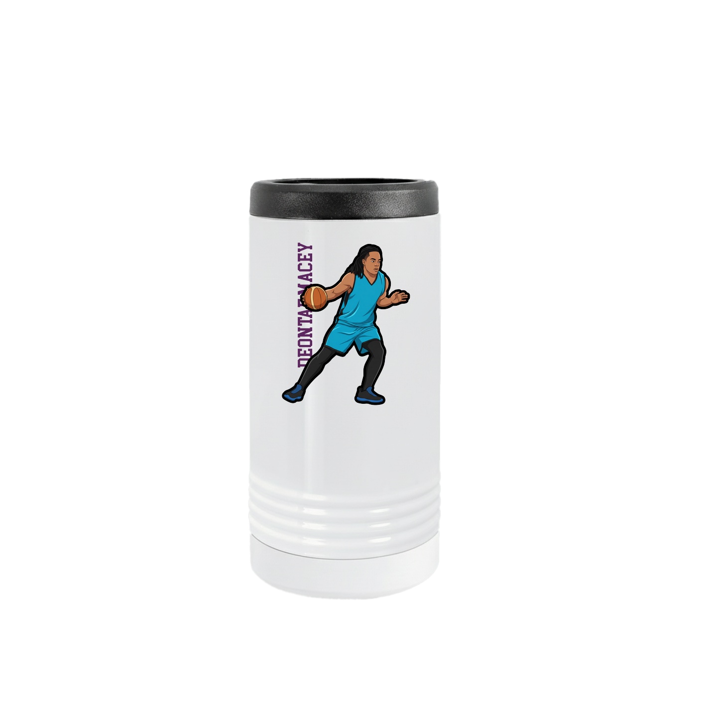 Slim Beverage Holder — Name Vertical in White