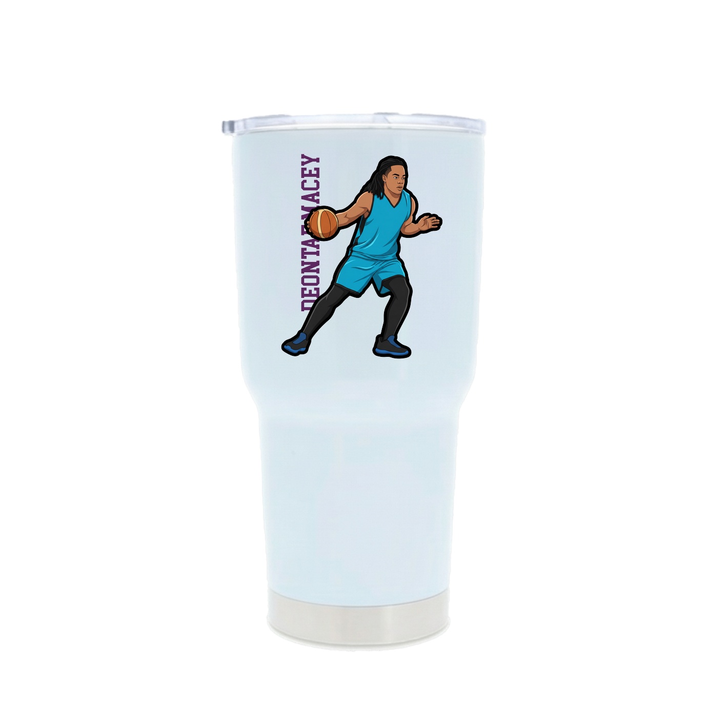 30oz Stainless Steel Tumbler — Name Vertical in White