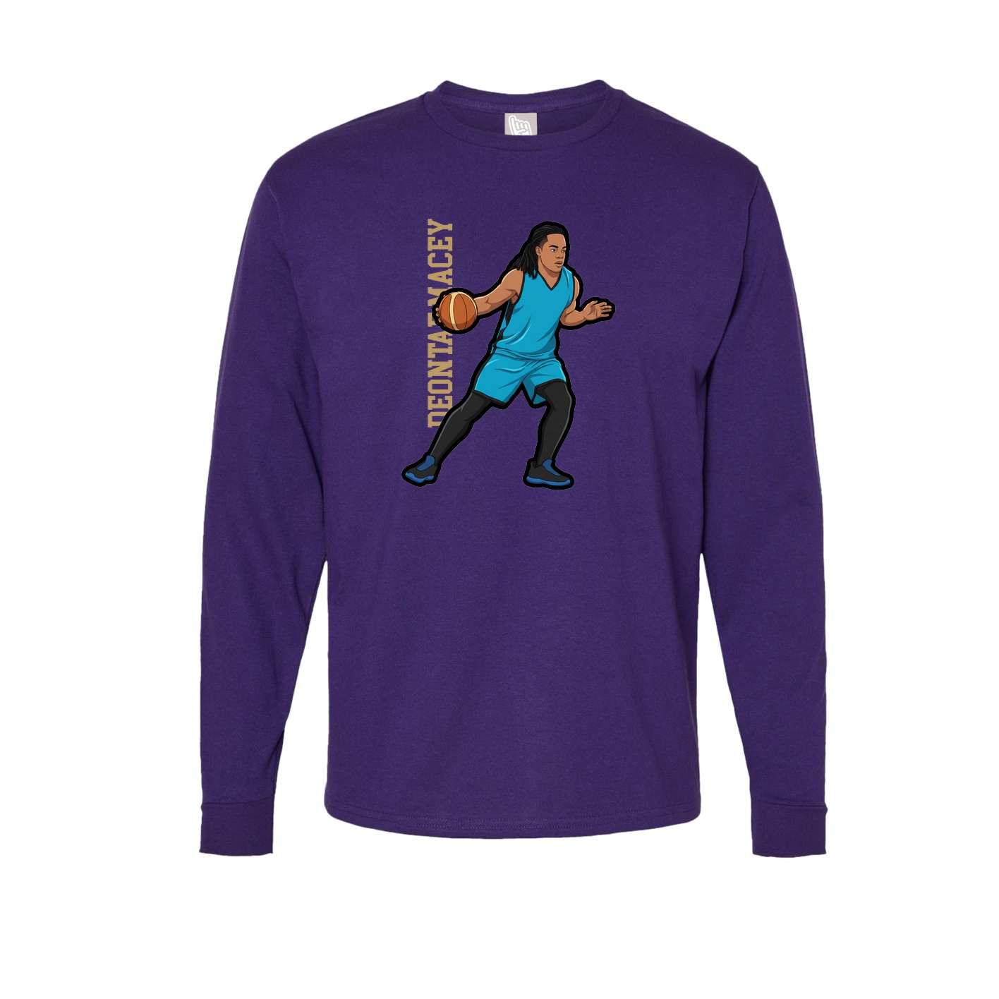 Long Sleeve Tee — Name Vertical in Purple