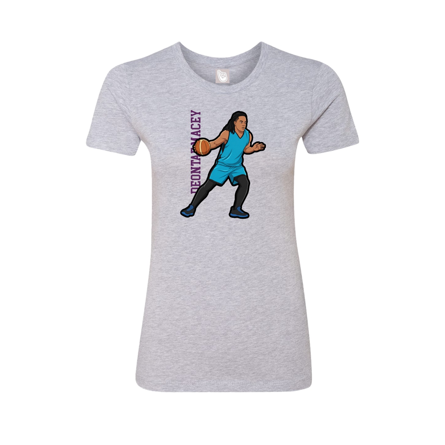 Fitted Women's Tee — Name Vertical in Grey