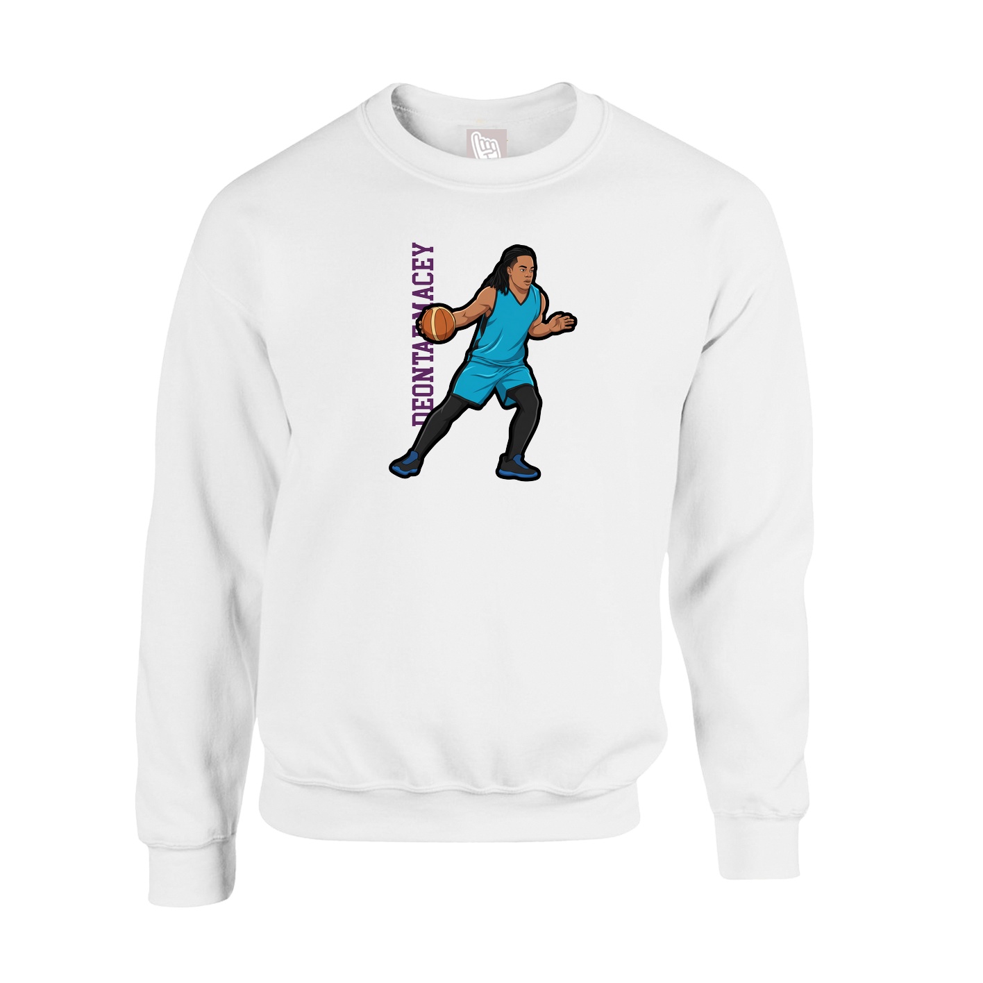 Fleece Crew — Name Vertical in White