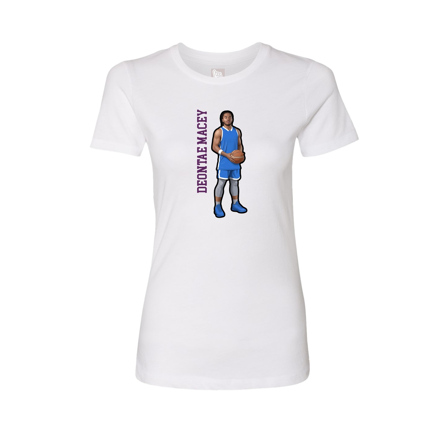 Fitted Women's Tee — Name Vertical in White