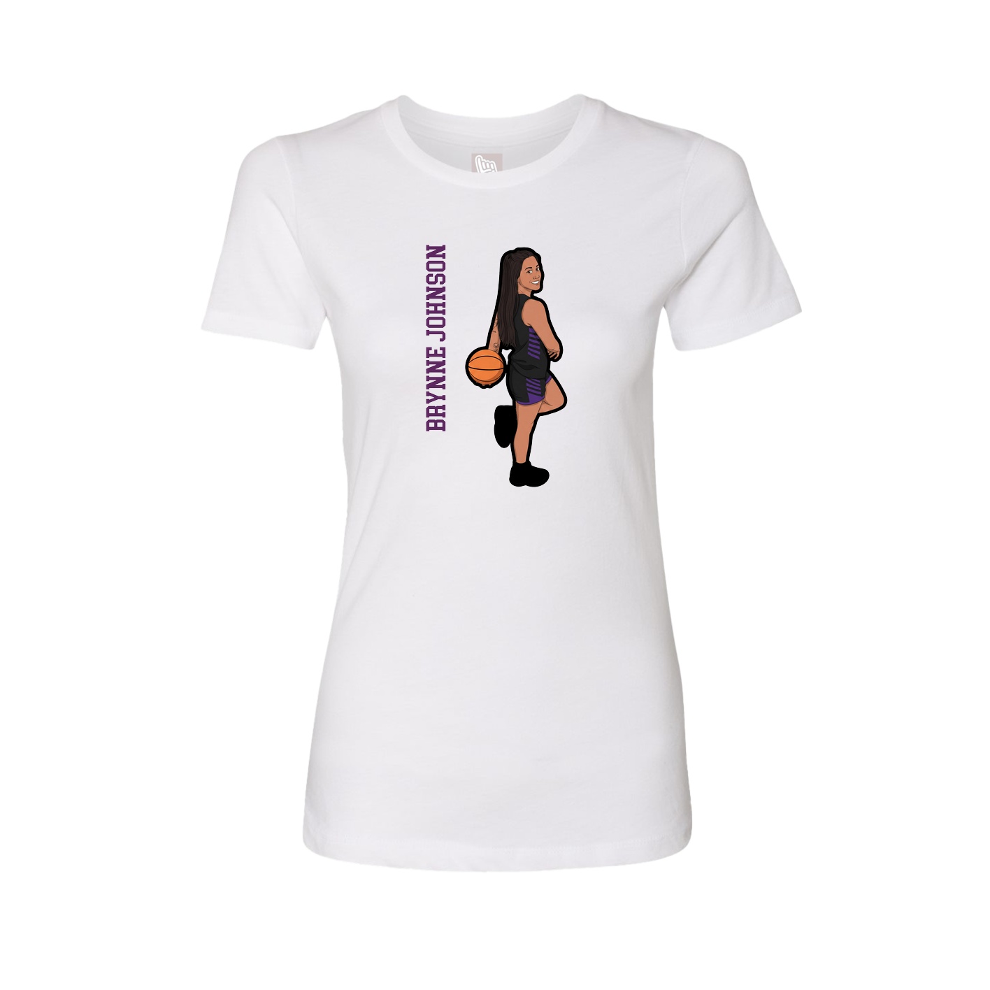 Fitted Women's Tee — Name Vertical in White