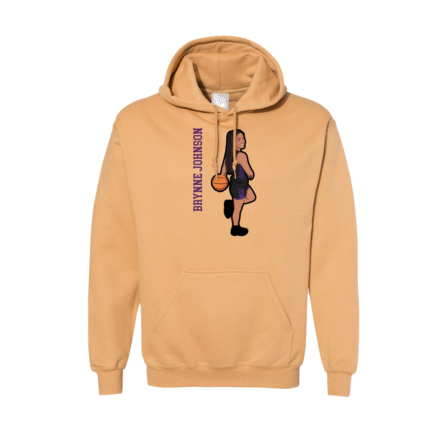 Hoodie — Name Vertical in Vegas Gold