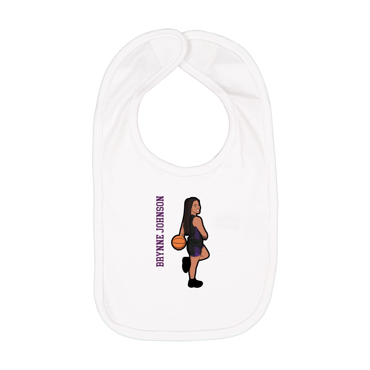 Infant Bib — Name Vertical in White