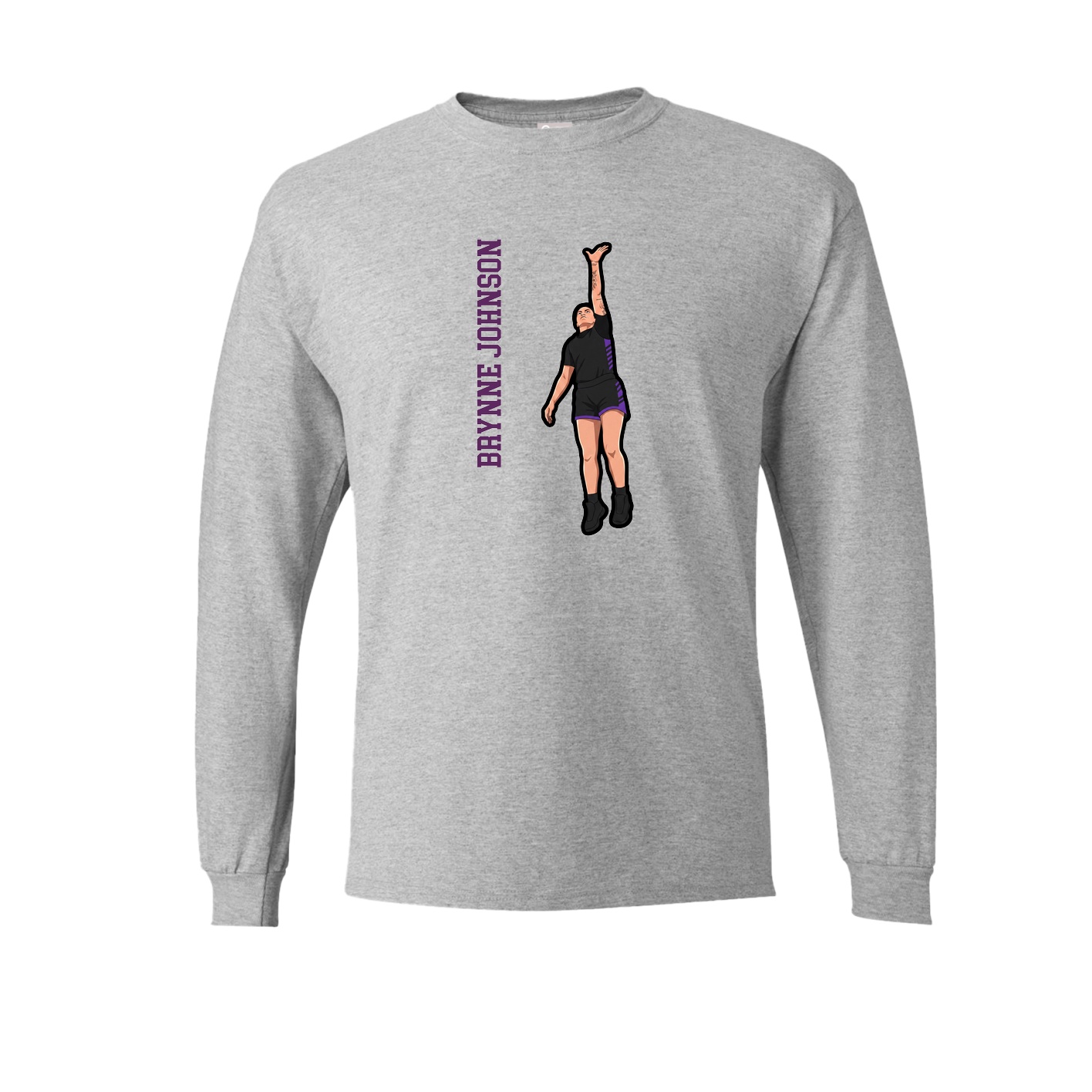 Long Sleeve Tee — Name Vertical in Grey