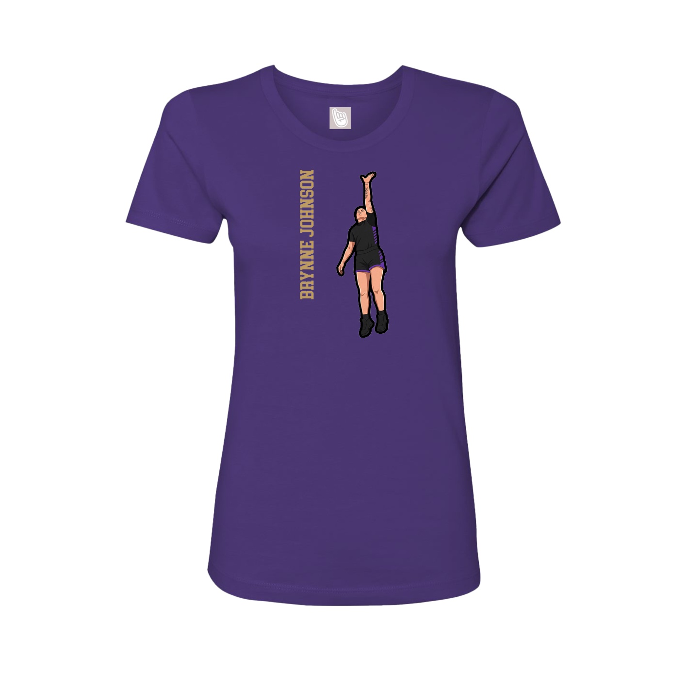 Fitted Women's Tee — Name Vertical in Purple