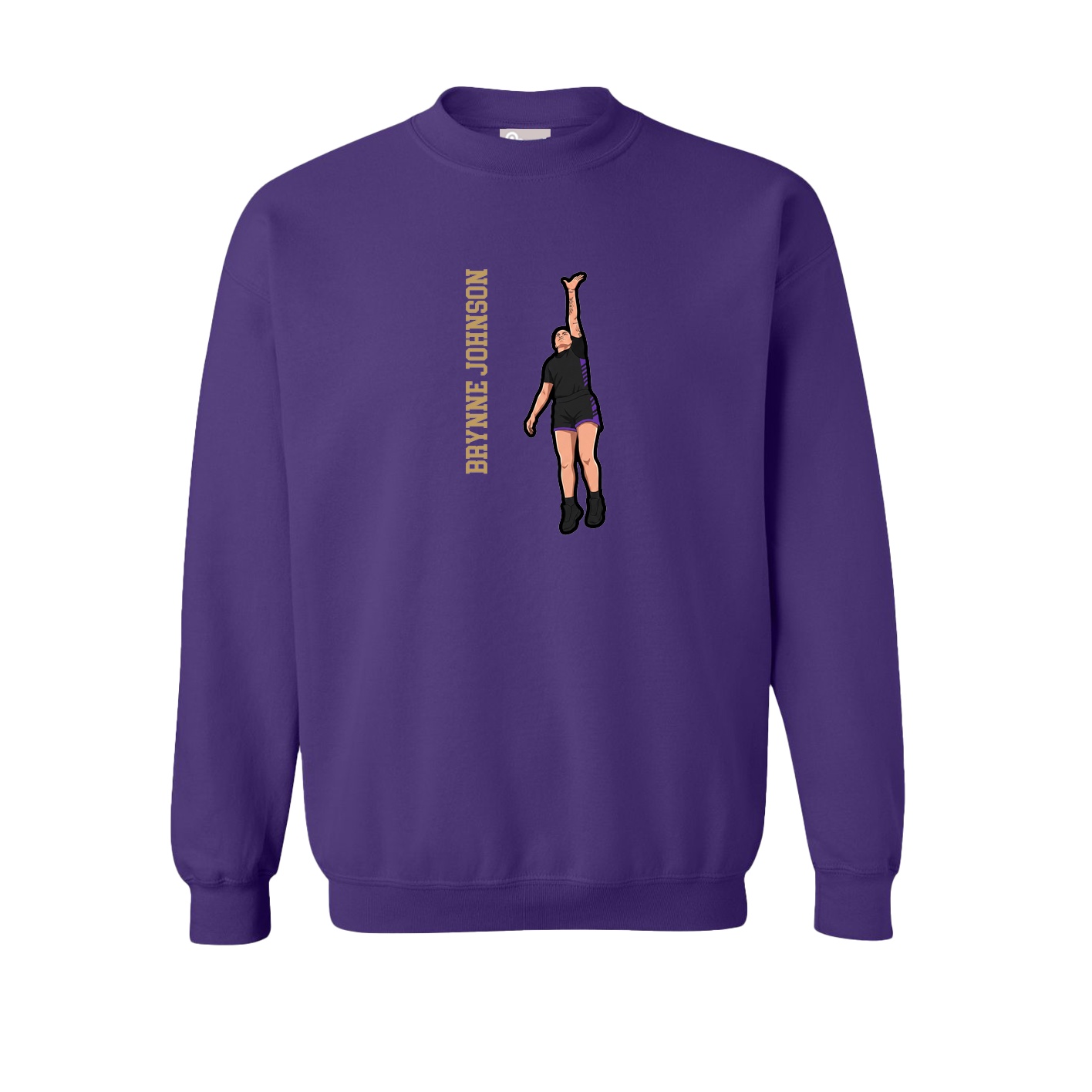 Fleece Crew — Name Vertical in Purple