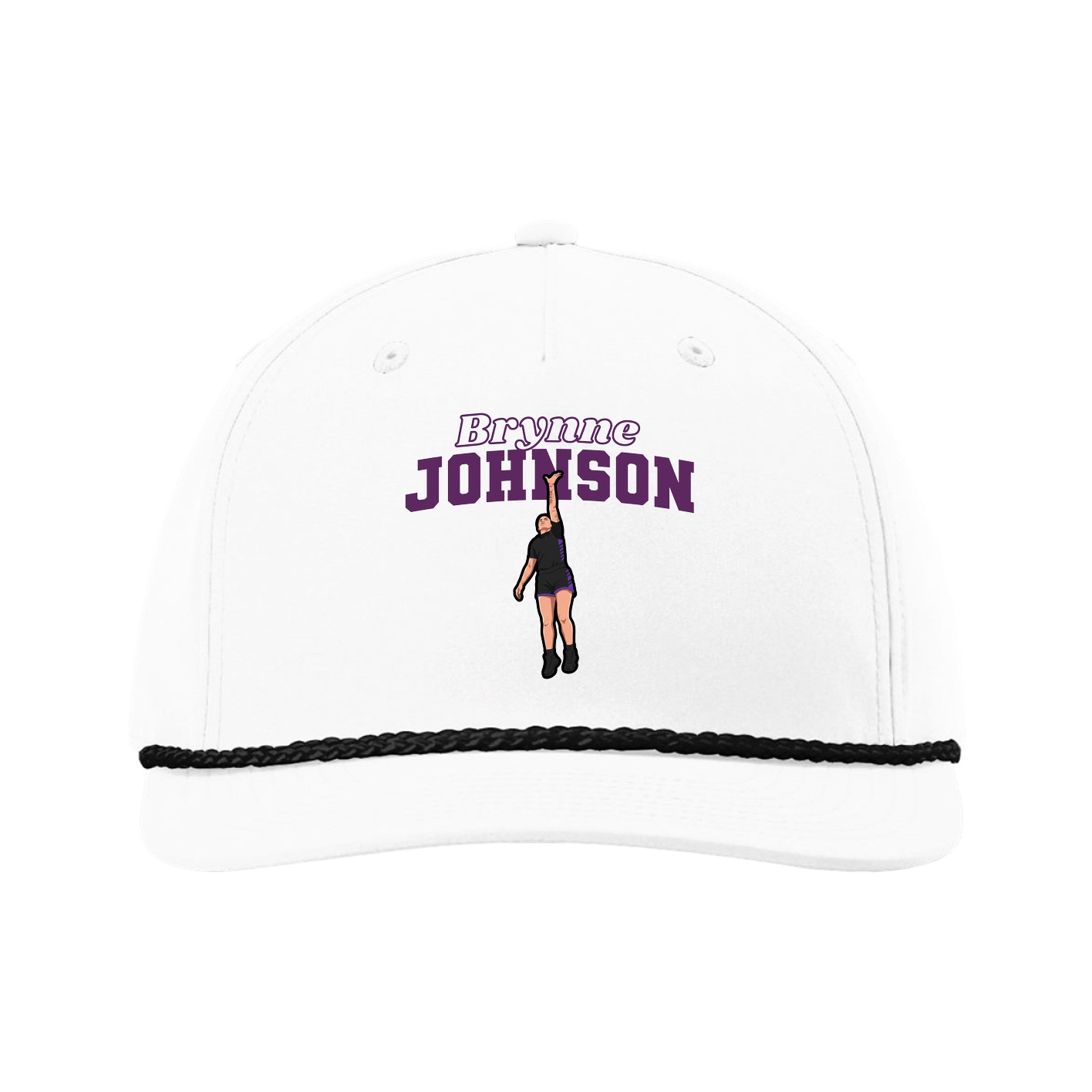 Five-Panel Classic Rope Cap — Name Arch in White