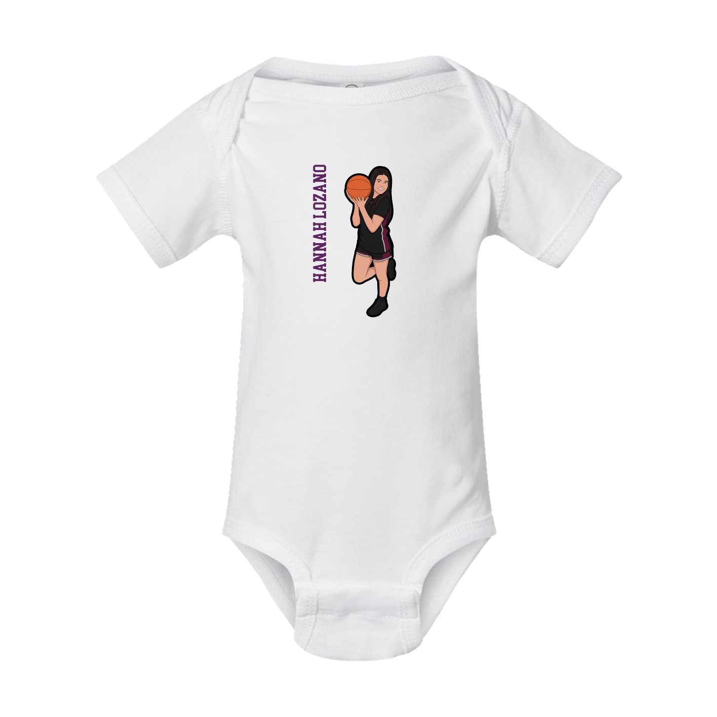Baby Onesie — Name Vertical in White