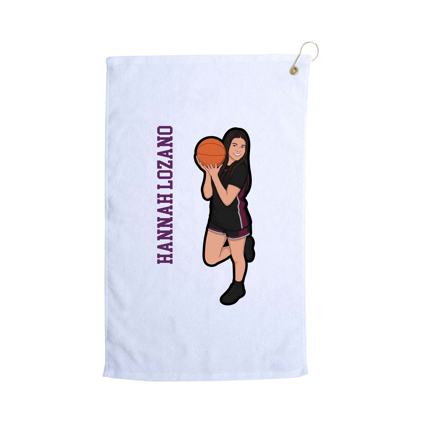 Golf Towel — Name Vertical in White
