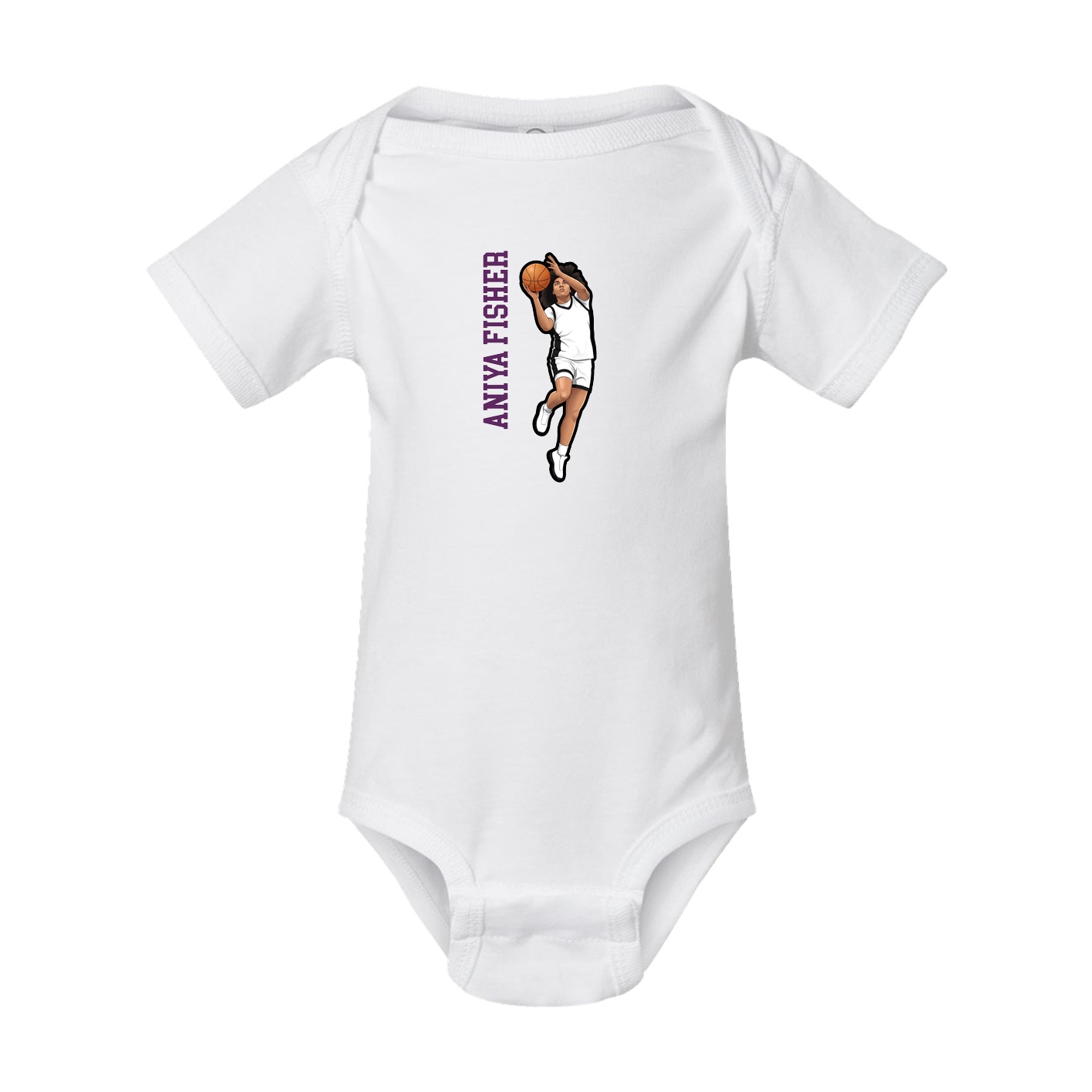 Baby Onesie — Name Vertical in White