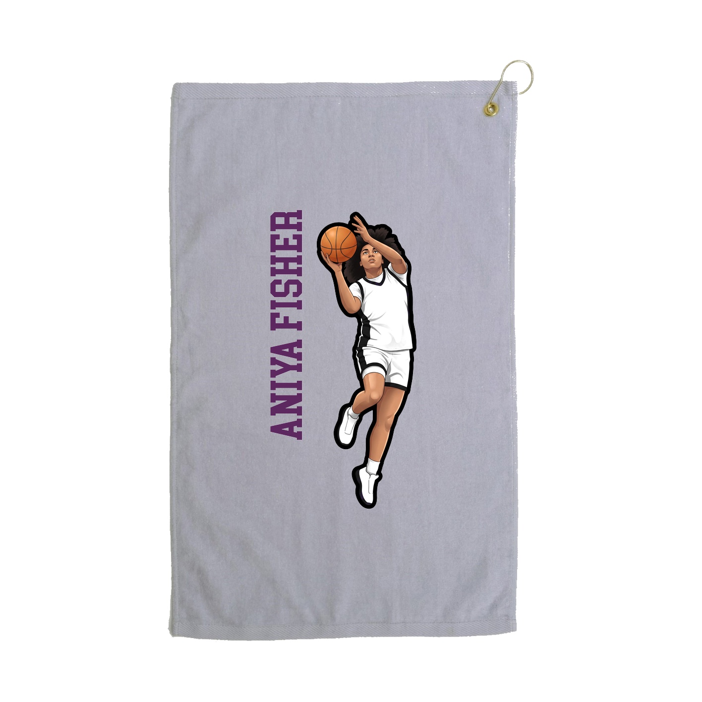 Golf Towel — Name Vertical in Grey