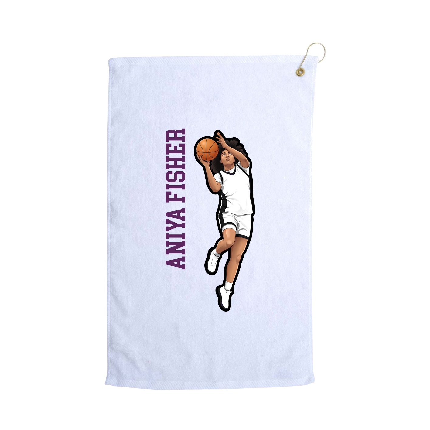 Golf Towel — Name Vertical in White