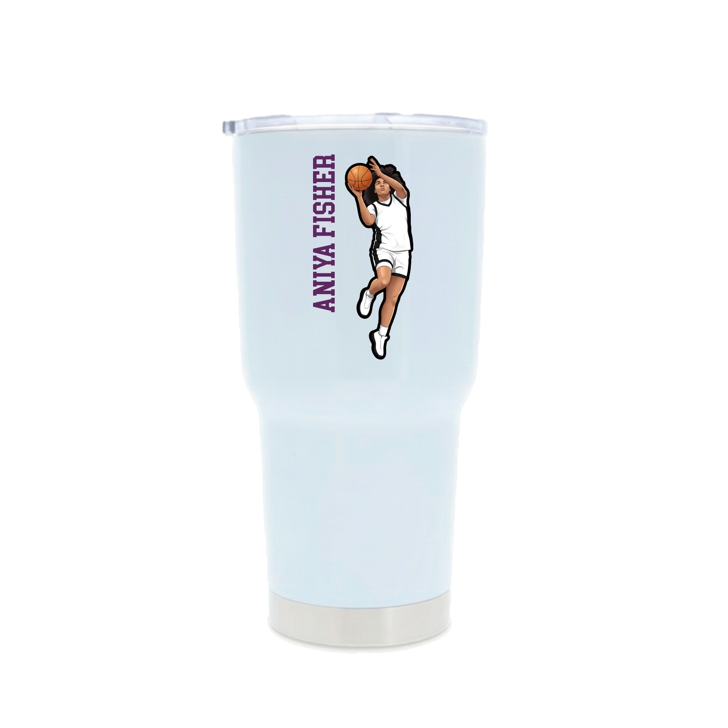 30oz Stainless Steel Tumbler — Name Vertical in White