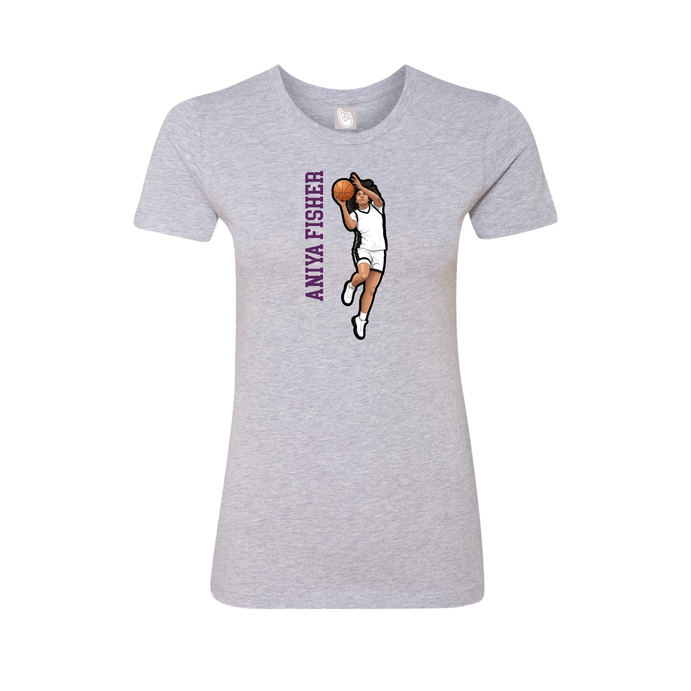 Womens Tee — Name Vertical in Grey