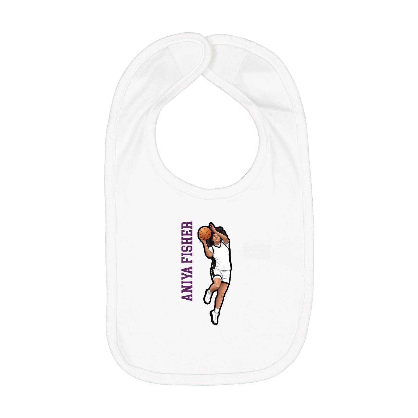 Infant Bib — Name Vertical in White