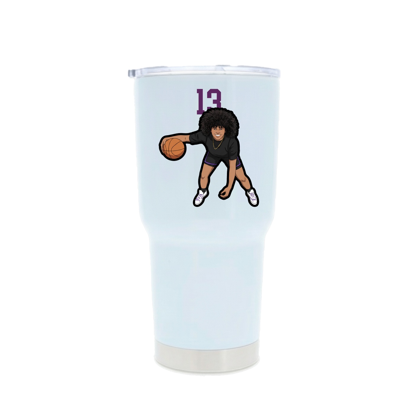30oz Stainless Steel Tumbler — Number Top in White