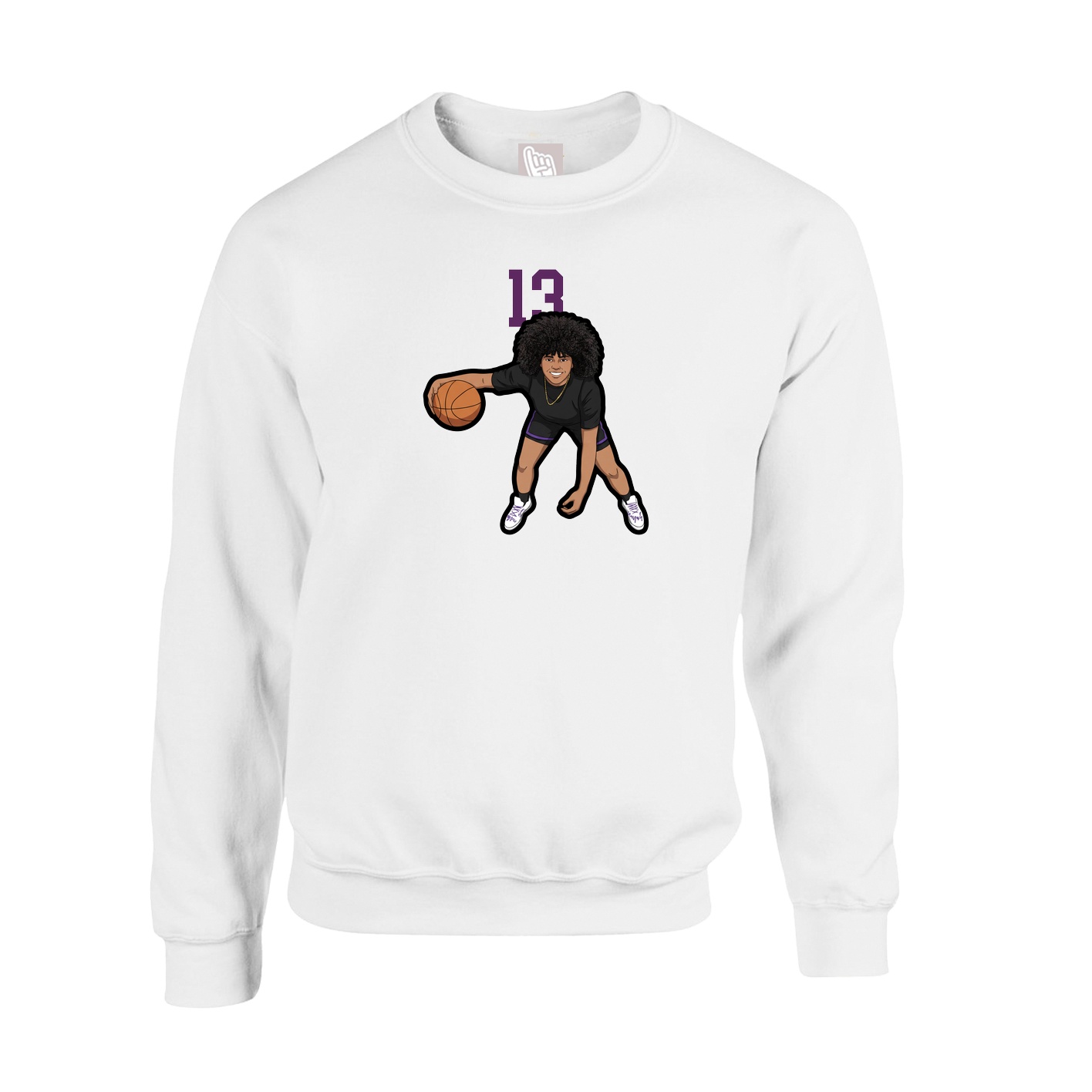 Fleece Crew — Number Top in White