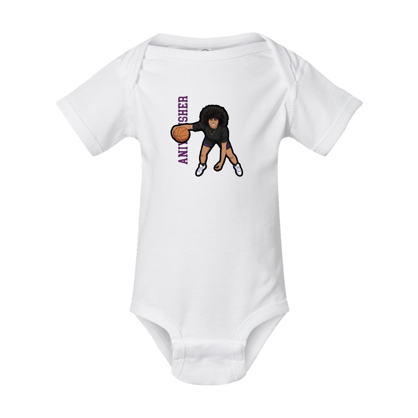 Baby Onesie — Name Vertical in White